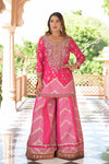 Timeless Elegance Rani Silk Readymade Suit And Sharara With Net Dupatta