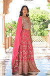 Eternal Bloom Coral Georgette Readymade Sharara Suit With Organza Dupatta