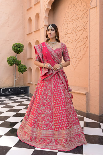 Timeless Elegance Rani Shimmer Lehenga Set And Net - Georgette Dupatta With Readymade Blouse