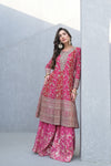 Grace Redefined Red Rani Georgette Readymade Suit And Sharara With Georgette Dupatta
