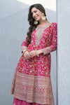 Grace Redefined Red Rani Georgette Readymade Suit And Sharara With Georgette Dupatta