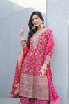 Grace Redefined Red Rani Georgette Readymade Suit And Sharara With Georgette Dupatta