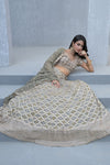 Draped in Elegance Grey Khaddi Georgette Lehenga Set And Georgette Dupatta With Readymade Blouse