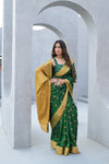 Regal Charm Bottle Green Silk Saree With Unstitched Blouse