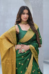 Regal Charm Bottle Green Silk Saree With Unstitched Blouse