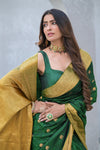 Regal Charm Bottle Green Silk Saree With Unstitched Blouse
