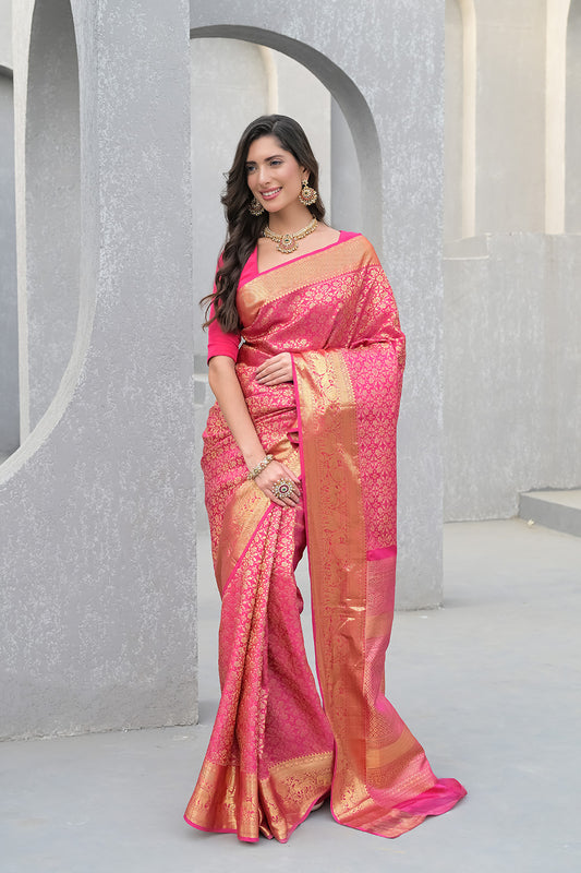 Timeless Elegance Rani Silk Saree With Unstitched Blouse
