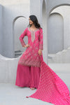 Timeless Elegance Rani Gajari Tusser Readymade Suit And Sharara With Organza Dupatta