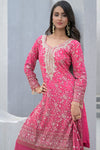 Timeless Elegance Rani Gajari Tusser Readymade Suit And Sharara With Organza Dupatta
