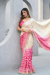 Effortlessly Glamour Off White Rani Khaddi Georgette Saree With Unstitched Blouse