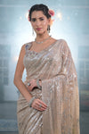 Tussar Net Embroidered Saree With Readymade Blouse