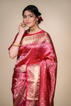 Rani South indian Silk Woven Zari Saree With Unstitched Blouse