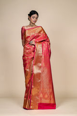 Rani South Indian Woven Zari Saree With Unstitched Blouse