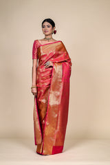 Rani South Indian Woven Zari Saree With Unstitched Blouse