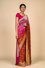 Coral Rani Banarasi Woven Zari Saree With Unstitched Blouse