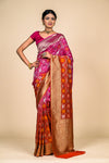 Coral Rani Banarasi Woven Zari Saree With Unstitched Blouse