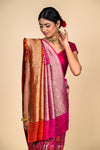 Coral Rani Banarasi Woven Zari Saree With Unstitched Blouse