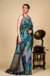 Peacock Banarasi Silk Woven Zari Saree With Unstitched Blouse