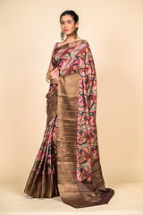 Onion Cotton Digital Printed Saree With Unstitched Blouse