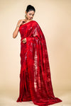 Maroon Sequence Embroidered Georgette Saree With Unstitched Blouse