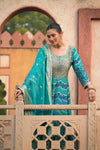 Firozi Georgette Readymade Sharara Set With Organza Dupatta