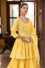 Cotton Short Top Sharara Set With Cotton Dupatta (Ft:-Asmita Singh)