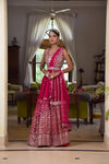 Maroon Georgette Lehenga Set With Readymade Blouse