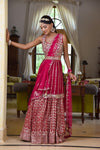 Maroon Georgette Lehenga Set With Readymade Blouse