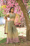 Mehndi Georgette Short Top Sharara Set With Net Dupatta
