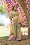 Mehndi Georgette Short Top Sharara Set With Net Dupatta