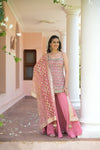 Gajari Net Readymade Sharara Set With Organza Dupatta