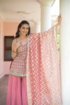 Gajari Net Readymade Sharara Set With Organza Dupatta