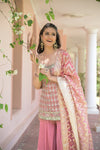 Gajari Net Readymade Sharara Set With Organza Dupatta