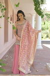 Gajari Net Readymade Sharara Set With Organza Dupatta
