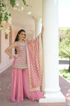 Gajari Net Readymade Sharara Set With Organza Dupatta