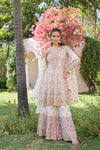 Off White Georgette Readymade Sharara Set With Georgette Dupatta