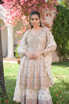 Off White Georgette Readymade Sharara Set With Georgette Dupatta