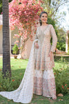 Off White Georgette Readymade Sharara Set With Georgette Dupatta