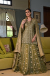 Pista Organza Readymade Lehenga Set With Georgette Dupatta