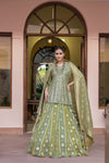Pista Organza Readymade Lehenga Set With Georgette Dupatta