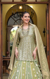 Pista Organza Readymade Lehenga Set With Georgette Dupatta