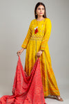 Mango Gold Cotton Readymade Suit And Pant With Cotton Dupatta