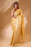 Mango Cotton Banarasi Woven Saree With Unstitched Blouse