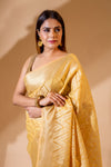 Mango Cotton Banarasi Woven Saree With Unstitched Blouse