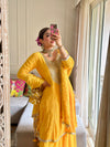 Mango Gold Georgette Readymade Sharara Set With Chinon Crepe Dupatta (Ft:-Gurleen Gambhir & Kamya Punjabi)