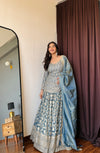 Rama Georgette Lehenga Set And Organza Tissue Dupatta With Readymade Blouse (Ft:-Review Addict)