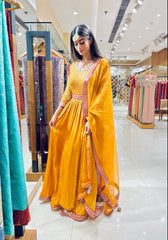 Georgette Floor Length Readymade Suit With Organza Dupatta