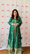 Bottle Green Dolna Floor Length Readymade Suit And Pant With Chinon Dupatta (Ft:-Anjan Prasad)