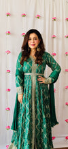 Bottle Green Dolna Floor Length Readymade Suit And Pant With Chinon Dupatta (Ft:-Anjan Prasad)