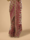Tussar Net Embroidered Saree With Unstitched Blouse